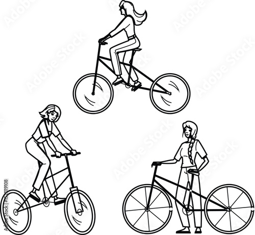 cyclist cycling woman vector