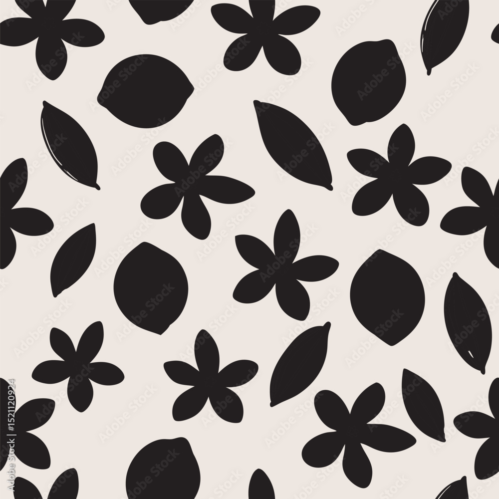 White floral lemon and leaves pattern, seamless pattern for fabric, textiles, clothing, wallpaper, cover, banner, home decor, florals backgrounds White floral lemon and leaves pattern, seamless pattern for fabric, textiles, clothing, wallpaper, cover, banner, home decor, florals backgrounds