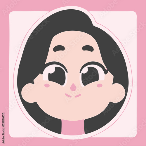 Cute Cartoon Character Sticker with Big Eyes and Smile