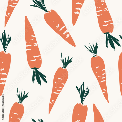 Hand drawn orange carrot pattern, background seamless pattern for fabric, textiles, clothing, wallpaper, cover, banner, home decor, florals backgrounds