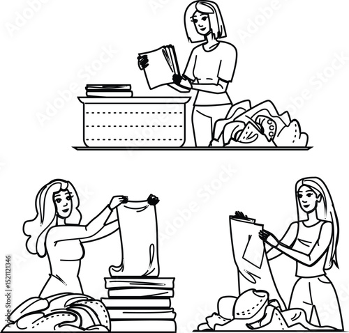 clothes folding laundry vector