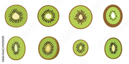 Multiple vector illustrations kiwi, flat style
