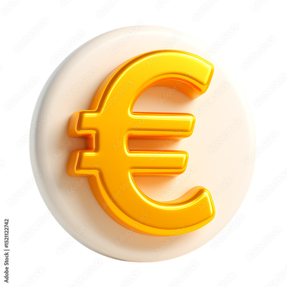 Fototapeta premium 3D icon of Golden euro symbol isolated on transparent background
