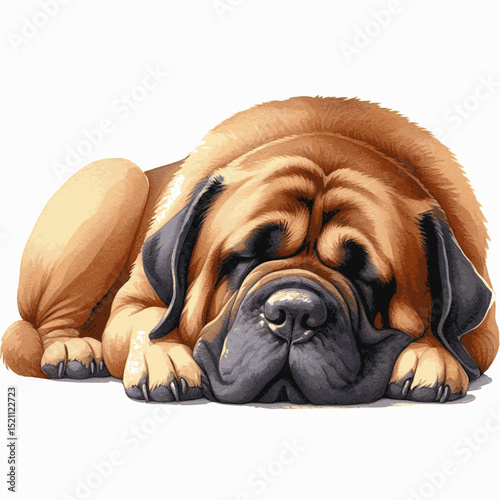 Noble Guardian Wash dog English Mastiff isolated watercolor vector illustration svg