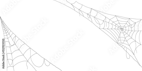 Haunted corner cobwebs silhouette set spooky spider web elements for horror illustrations