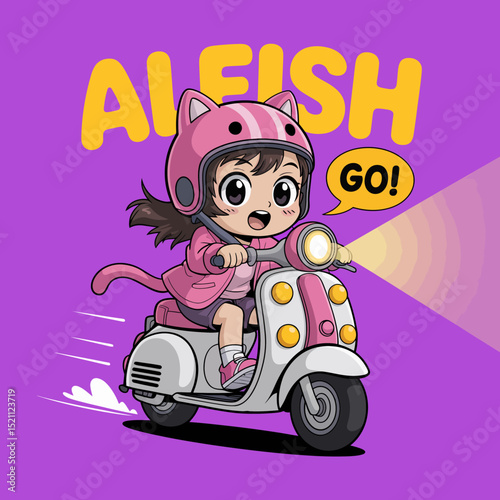 Cat Girl on Scooter