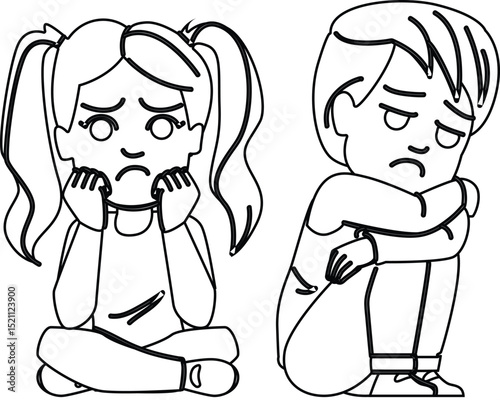 friendless lonely kid vector