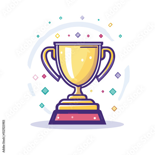 Professional Trophy Cup Award Block Style Icon Vector Illustration for Achievements
