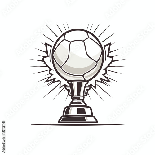 Volleyball Trophy Winner Outline Vector Illustration for Sports Enthusiasts