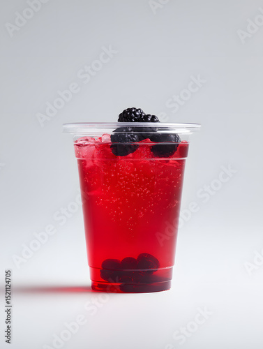 Wallpaper Mural Refreshing Red Drink with Blueberries and Ice isolated on white Torontodigital.ca