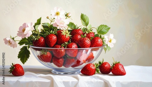 strawberries in a glass bowl