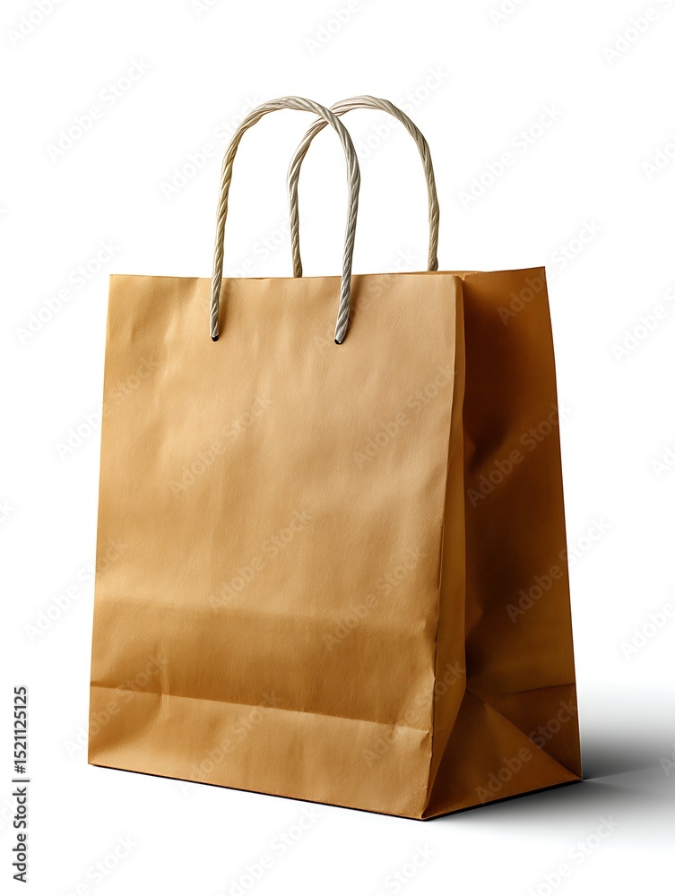 Paper Shopping Bag Isolated on White Background with Handles Paper Shopping Bag Isolated on White Background with Handles