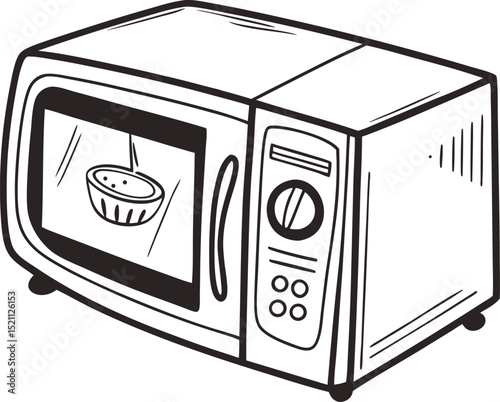 Microwave oven doodle style vector illustration