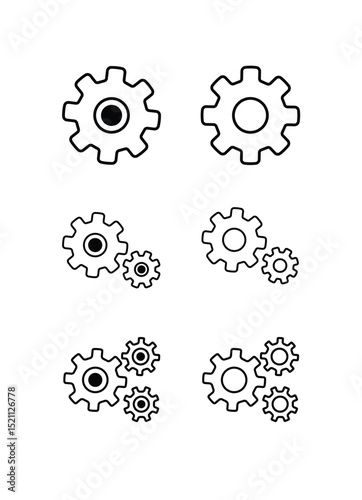  Gear Icons Set – Outline Vector Cogs for Interface & Design
