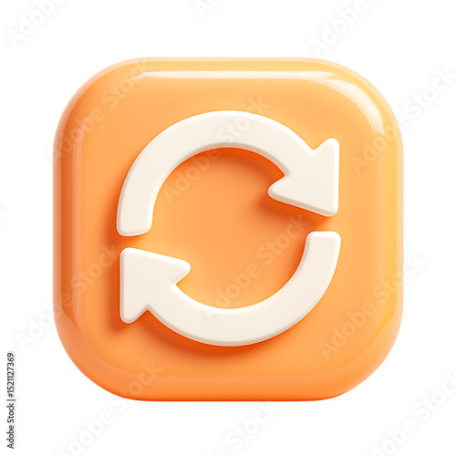 3D icon of Refresh icon, reload button isolated on transparent background