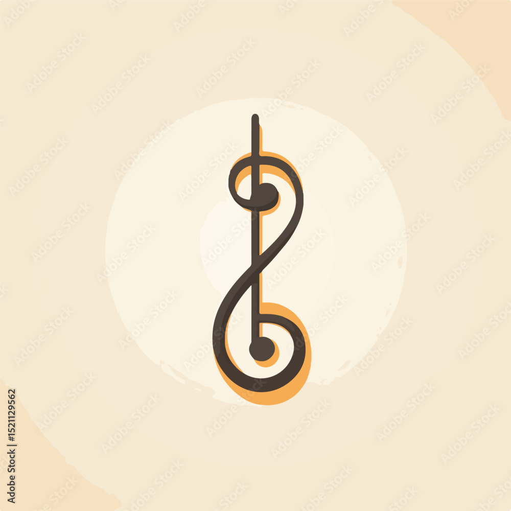 Obraz premium Professional Flat Cartoon Music Note Icon Vector Illustration for Creative Projects