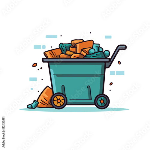Flat Style Garbage Waste Icon Vector Illustration for Environmental Conservation Campaigns