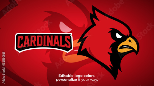 Side View Cardinal Mascot Logo – Bold Red Bird for Esports or Gaming Brand Identity

