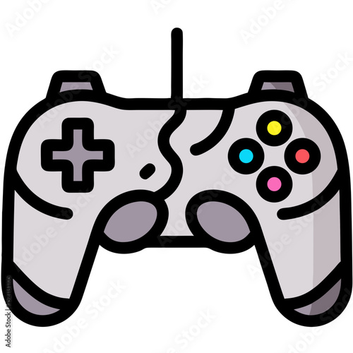 Gaming controller icon, depicts playing, in a digital illustration, with vector graphics, flat design, and entertainment concept.
