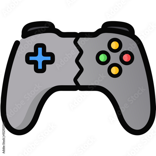 Broken Game Controller Illustrates Loss with Disconnection Concept, Vector Illustration, Isolated, Gaming Failure, Digital Art