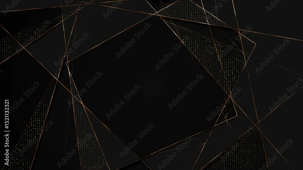 Abstract luxury golden line geometric random stripes lights lines squares triangles shape bokeh swirl. Dust particles. luxury greetings, business, technology. presentations, wallpaper backgrounds