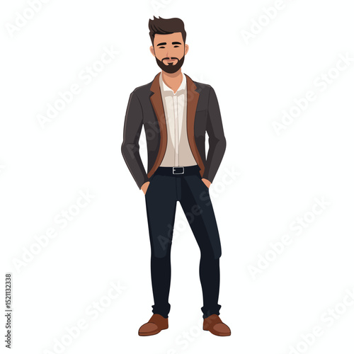 Stylish Cartoon Character Men Avatar with Casual Fashion - Vector Illustration