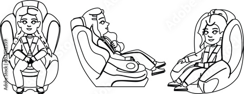 harness car seat kid girl vector