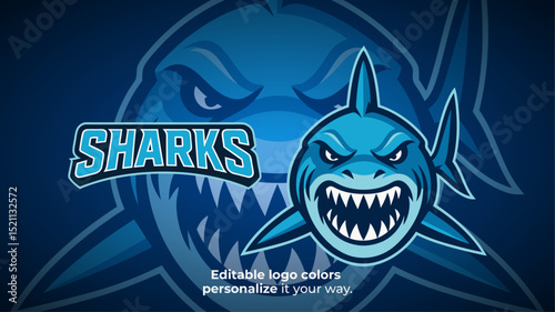 Front View Shark Mascot Logo – Bold Sea Predator for Esports or Gaming Avatar
