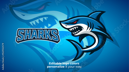 Curved Attack Shark Mascot Logo – Fantasy Predator for Esports or Gaming Brand
