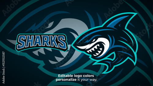 Aggressive Shark Mascot Logo with Blue Glow – Esports or Gaming Team Vector
