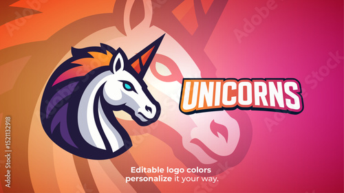 Colorful Unicorn Mascot Logo – Fantasy Animal for Esports or Gaming Brand Vector
