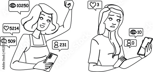 communication checking social media woman vector