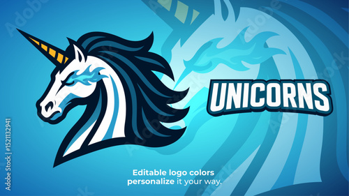 Flaming Eyes Unicorn Mascot Logo – Powerful Fantasy Creature for Gaming or Esports Teams
