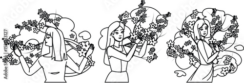flower cherry blossom viewing vector