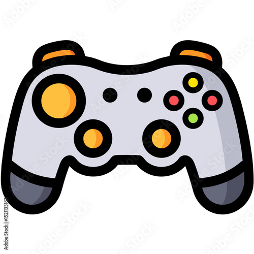 Game controller illustrates playing, isolated on white background, gaming concept, icon, vector illustration, with copy space