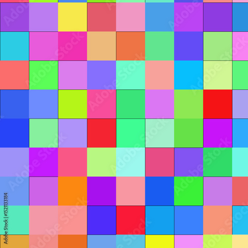 A Vibrant and Colorful Mosaic of Assorted Squares in a Random Pattern