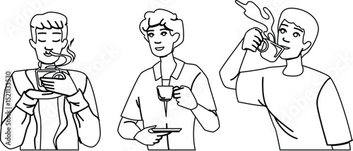 tea coffee man cup vector