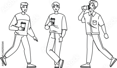cup coffee man to go vector