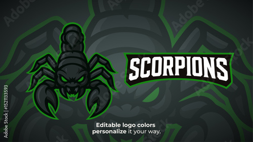 Toxic Scorpion Mascot Logo with Neon Green Outline – Esports Gaming Avatar Vector
