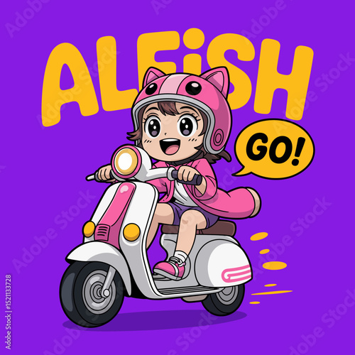 Scooter Girl in Pink Helmet