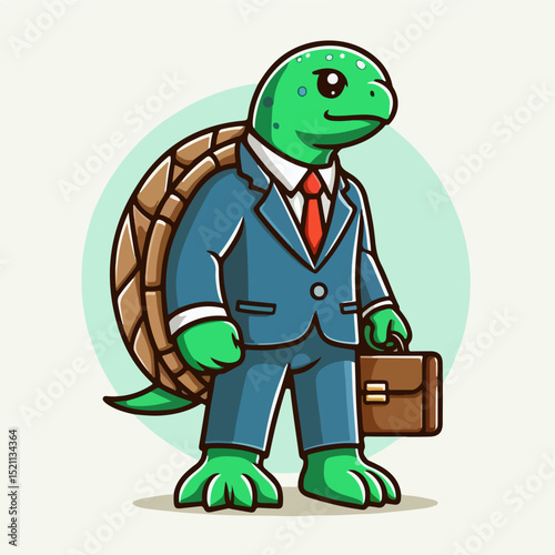 Business Turtle: A cartoon illustration of a turtle dressed in a business suit and tie.