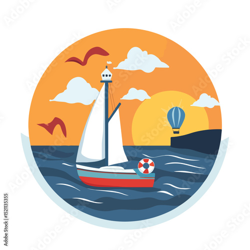 Professional sea lifestyle icon for nautical design flat illustration usage