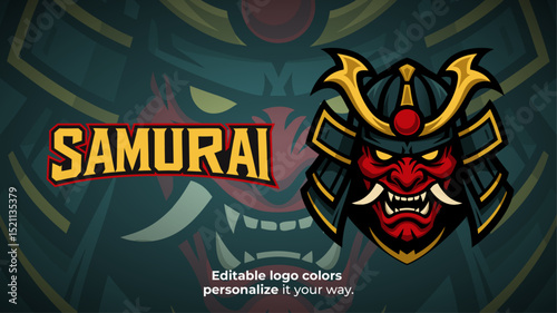 Demonic Samurai Mask Logo – Oni Warrior Mascot for Esports or Fantasy Gaming Identity

