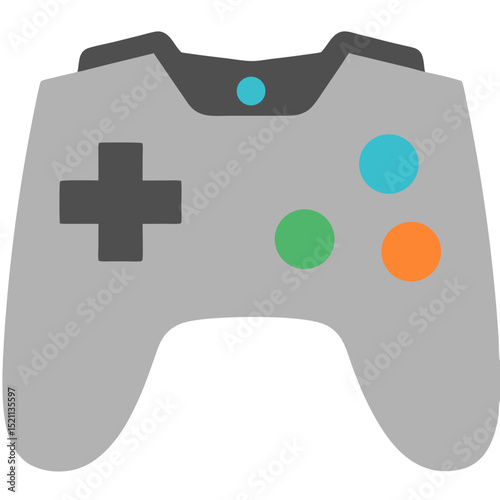 Gamepad Illustration Displays a Control Icon, flat design style, for gaming concepts with a bright color palette and simple graphic appeal.