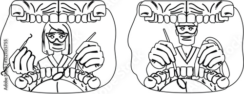 checkup dentist patient mouth view vector