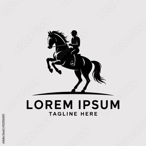 Horse Rider Silhouette Logo Design