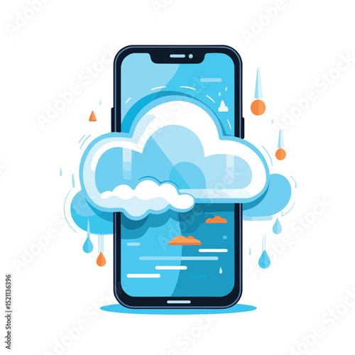 Smartphone Device Technology Cloud Data Concept Vector Illustration