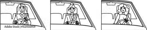 drive driving car woman vector