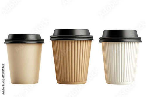 Wallpaper Mural Three disposable coffee cups isolated on transparent background Torontodigital.ca