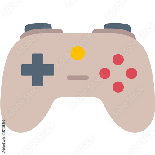 Controller Illustrates Gaming, isolated on white, a flat vector icon representing entertainment with a focus on digital leisure activities.